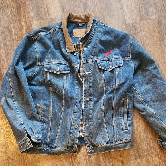Milwaukee Tools Swingster Men's Flannel Lined Blue Denim Jacket Size XL Vintage - Picture 2 of 12